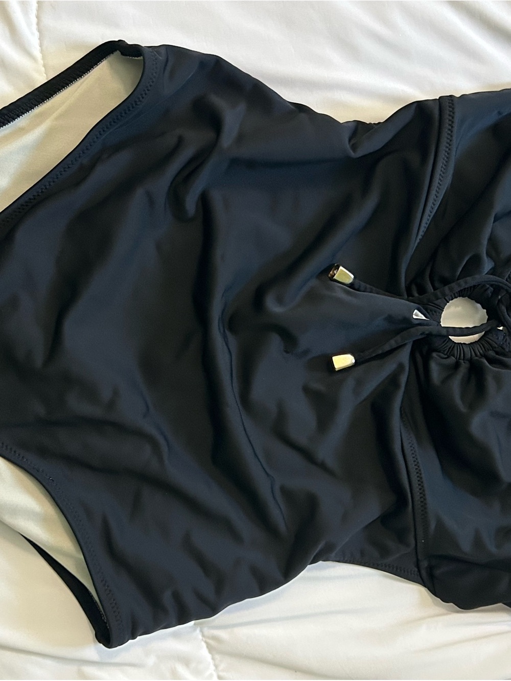 Classic Black One-Piece Swimsuit with Ring Detail